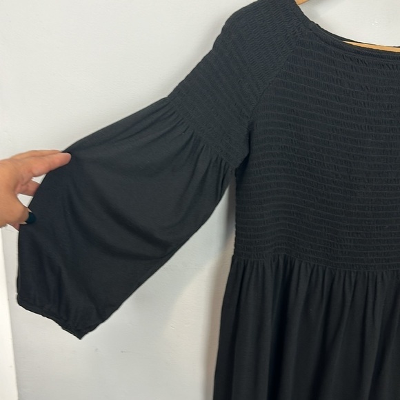 J. Jill Smocked Peasant Tunic 3/4 Sleeve Top - Black Sz S - Picture 5 of 9